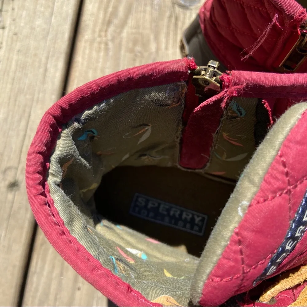Sperry Red Quilted & Brown Duck Rain Boots - Women's